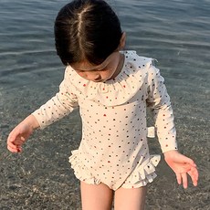 HARAROI 女童蕾絲愛心連身泳裝