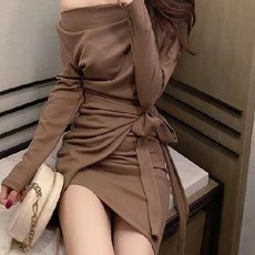 마켓에이 여성용 보트넥 오프숄더 랩 원피스 빅사이즈 포함