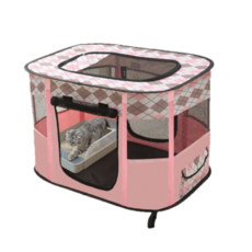 寵物星樂園 方形摺疊寵物圍欄帳篷, 2XL(90 x 70 x 60cm), 粉色草莓, 2XL(90 x 70 x 60cm), 1個