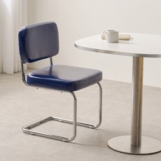 소담갤러리 카페 식탁 인테리어 가죽 스틸 미드센츄리 플로트 체어, 네이비, 1개