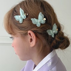 chenny bongbong 女童用美好日子蝴蝶韓服髮夾3件組