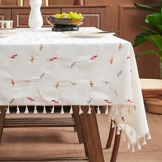 Souplace 糖果色流蘇桌布, 白色, 1個, 150 x 100 cm