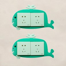 Allode 動物開關貼紙 2入, NO 13 綠色鯨魚