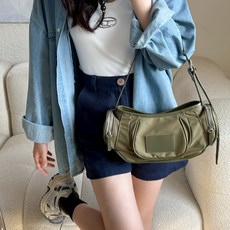 카시안 패브릭 미니 호보 숄더백