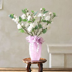 센트바스켓 조화 보자기 장식 화병 + 체리블로썸 세트, 퍼플, 1개