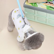 DING DONG PET 寵物花朵胸背帶連帽防水雨衣, 1個, 白色