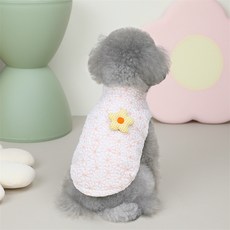 PASTEL PET 寵物花朵刺繡圖案刷毛內裡背心, 粉紅色