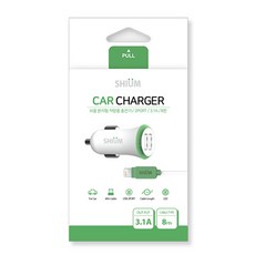 SHIUM 분리형 차량용 USB 충전기 8핀 2포트 3.1A, LPI-C-312, WHITE