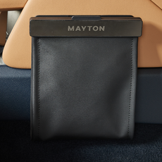 MAYTON 第二代車用前座皮革LED垃圾桶 + 支架 + 30入補充袋套組, 1套, 黑色