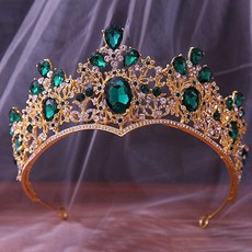 LUNA GLAM 大水晶花朵珠寶自助婚紗頭冠 WC835, 1個, 金色藍色