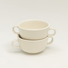 Maison Objet Lawrence 奶油白雙耳湯碗 2入組, 乳白色, 2個