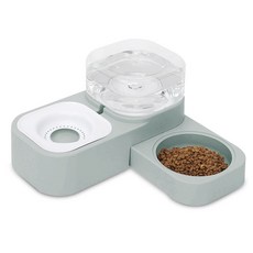 DING DONG PET 寵物方形碗半自動雙碗餵食器, 薄荷綠, 1個