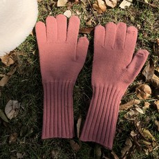 소리달 여성용 메타른 파스텔 단색 골지 롱 암워머 토시 핑거홀 손가락장갑