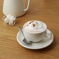 삼호유리 도자기 카푸치노 컵 + 받침 세트 SH CCE2, 화이트, 1세트