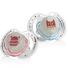 Nuby 怪獸印花夜光安撫奶嘴 2入, 6~18個月, Twinkle Monster, 1組