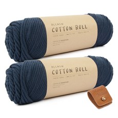 브랜드얀 올 뉴 코튼롤 뜨개실 2p + 솔트레지 + 가죽라벨, 32 청록, 1개