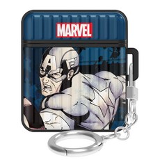 MARVEL 漫威 CAPTAIN AMERICA 美國隊長 復古盔甲行李箱AirPods保護殼 + 鑰匙圈組, 單一商品, 1個