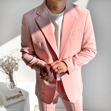 MEOSIDDA 男款素色雙扣西裝外套