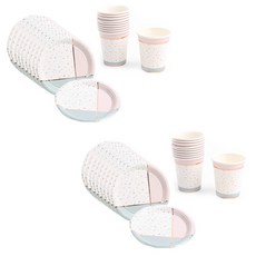 Partyhae 雪粉色派對免洗盤18cm*20入+派對杯*20入組, 1套