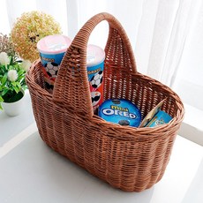 MAISONINDAHRATTANSHOP 高級手提藤編野餐籃 N025H, 1個, 棕色