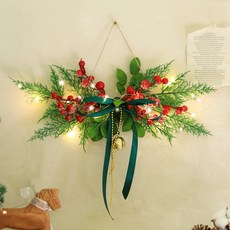 ScentBasket 聖誕鈴鐺與松樹發光LED照明燈組, 花環 綠色, 1套