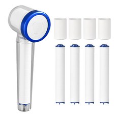 LIVINGiF 雙層過濾花灑頭+花灑頭替換濾芯 4入+替換濾芯 4入, 1套