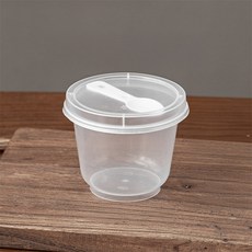 韓國 REDCAT 耐熱PP布丁優格容器 160ml + 湯匙組, 50個, 圓形A款 160ml