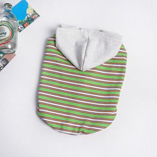 PASTEL PET 寵物配色條紋連帽T恤, 綠色, 1個