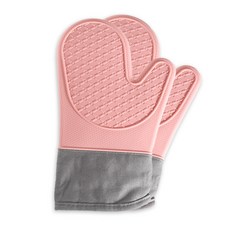 ROJI 矽膠廚房烤箱隔熱手套, 粉紅色, 2個