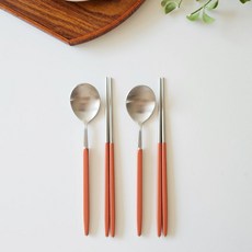 Bogen 可愛餐具2件組, 湯匙 2p + 筷子 2p, 緞面胡蘿蔔, 1套