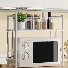 윤코 전자레인지 선반 주방 렌지정리대, 화이트, 2단
