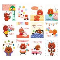 From&To 泰迪熊卡片 12入組 FT5048, 1套, 多色