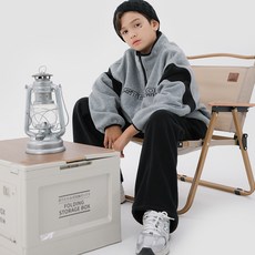 틴플로우 아동용 스포티 반집업 플리스 상의 + 하의 셋업 세트TLEQ169