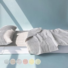 크림체크 시어서커 여름 차렵이불 패드세트