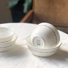 HANKOOK CHINAWARE 線條印花餐具組, 混色, 飯碗 2入+大碗 2入, 1組