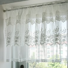 ANDCOTTON 天空花短窗簾, 白色