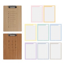 톡톡팬시 우드 클립보드 2종 + 레인보우 노트패드 A4 2종 세트, 브라운, 베이지(클립보드), 랜덤발송(노트패드), 1세트