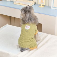 아티펫 반려동물 따뜻한 심플 투컬러 견인 올인원, 그린, 1개