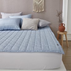 高密度超細纖維四季鬆緊帶薄墊, 藍色