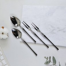 Oslo Living Luna 餐具組 茶匙組 亮光銀, 1套, 茶匙 2p + 茶叉 2p