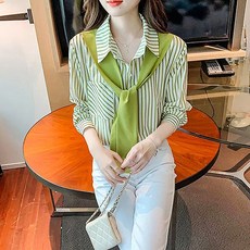 Doobom 女款修身條紋襯衫