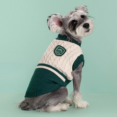 PASTEL PET 寵物學院風麻花針織背心, 1個, 綠色