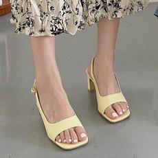 라블 여성용 스퀘어토 슬링백 샌들 7.5cm