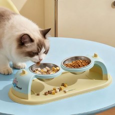 DING DONG PET 寵物粉彩風格不鏽鋼雙碗餐具 2口, 黃色, 1個