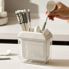 아메리칸로드 모던 심플 2중 칸막이 물빠짐 수저통 RK2304, 화이트, 1개