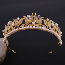 LUNA GLAM 自助婚紗高端葉子頭冠 G067, 1個, 金白色