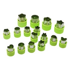 蔬菜造型模具 大 4p + 小 12p + 綠色蓋 大 4p + 小 12p, 單一顏色, 1套