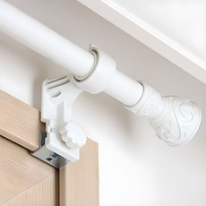 Seryu Home 簡約 25mm 窗簾桿 + 2個桿頭 + 3個免打孔支架, 白色