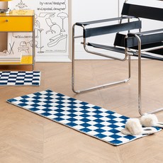 hanbit carpet 長毛棋盤格廚房地墊, 藍色
