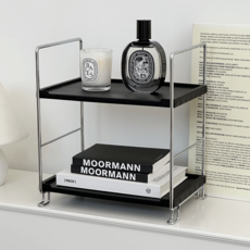 데미무드 씰링 철제 프레임 선반 2단 일자형, 블랙, 1개